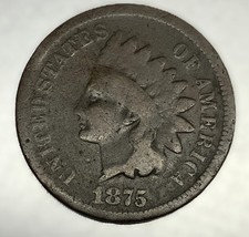 1875 Indian Head Cent Penny Better Date Nice Original Circulated Coin VG - 5132 picture