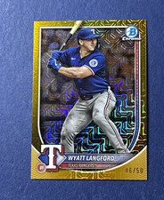 Wyatt Langford 2025 Bowman Chrome Veterans Gold Geometric #36 Serial #46/50 NM picture