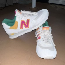 New Balance 574 Men’s Low Top Lace-Up Athletic Sneaker White Colorblock picture