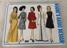 VOGUE'S BASIC DESIGN Pattern 2067 for Misses One Piece Dress UNCUT Size 10 1969 picture