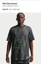 NWT Men's Nike Air Max Tee Neon Max90 Graphic T-Shirt Gray Neon Large IQ1004 picture