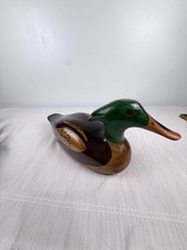 Vintage 1957 Hand Carved & Hand Painted Mallard Duck Decoy / Folk Art Wood Carvi picture