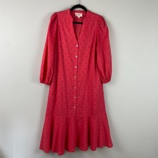 Pomander Place by Tuckernuck Rosso Red Leila Midi Dress Cotton Swiss Dot Small picture