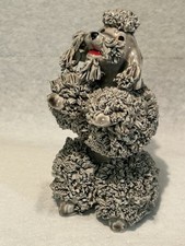 Vintage Grey Spaghetti Poodle Dog Figurine picture