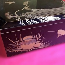 Japanese Antique Gold Maki-e Tiered Food Box (Jūbako), Meiji Period 8x20x20 picture