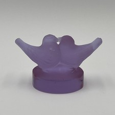 Vintage Murano Lovebirds 70s Frosted Glass Cesare Toso Purple Lavender picture