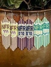 Handmade Beaded NFR Earrings that Glow in Black Lights picture