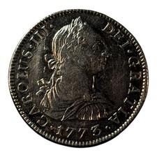 1773 MO Mexico 2 Reales Silver Charles III Higher Grade Old Cleaning D6 picture