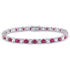 14.49 T.g.w Simulated Ruby and White Sapphire Sterling Silver Bracelet picture