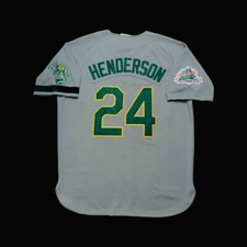 Rickey Henderson Oakland A's Athletics 1989 Road Gray Men's Baseball Jersey picture