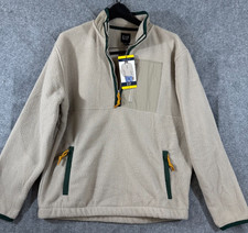 Gap Jacket Mens M Cream Fleece Half-Zip Pullover Long Sleeve Zipper Pockets NWT picture