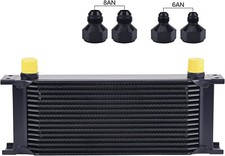 16 Row Oil Cooler, 10AN Stacked Plate Transmission Engine Cooler Universal Black picture