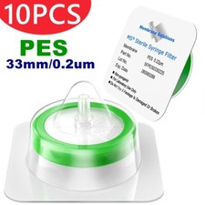 10Pcs Sterile PES Membrane Syringe Filter 33mm 0.22 Micron Chemistry Hydrophilic picture