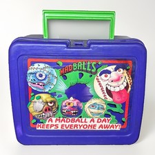 VTG 80’s Madballs Purple Plastic Lunchbox with Green Handle 1986 No Thermos picture