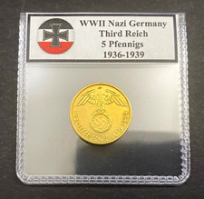 Germany WWII Era Third Reich Nazi Genuine 5 Pfennigs Coin 1936-1939 Al.Bronze picture
