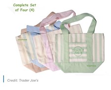 IN HAND Trader Joe's Striped Canvas Mini Tote Set of 4  Summer 2026 NWT picture