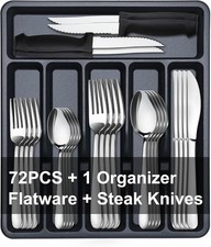 73-Piece Silverware Set with Organizer - Heavy Duty Stainless Steel Flatware ... picture