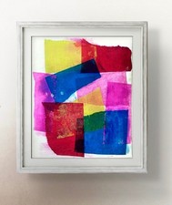 Hammond Original Colorful Abstract 9x12 Acrylic Collage Painting on Paper picture