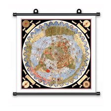 1587s Vintage World Map Urbano Monte Scroll Canvas Poster Flat Earth 22x22 Inch picture