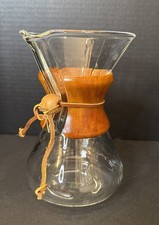 Chemex Vtg MCM Pour Over Coffee Brewer Green Stamp PYREX GLASS 8” Tall 6 Cups picture