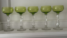 Vintage St. Louis chartreuse etched wine hocks - set of 5 picture