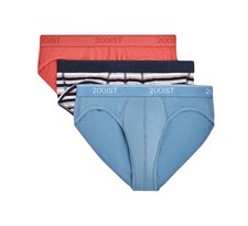 NWT 2(x)ist. 3 Pack. Breathable Stretch No Show Briefs. Red Striped. MSRP $39.00 picture