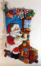 Finished BUCILLA Kit #86165 Felt CHRISTMAS STOCKING-In the Workshop-COMPLETED picture