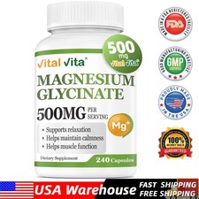 Ultra Pure Magnesium Glycinate 500mg 240 Caps - Max Absorption Calm picture