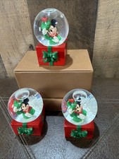 Disney JCPenney Mickey Mouse Christmas Holiday Mini Snow Globes Vintage Lot Of 3 picture