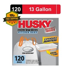 Husky 13-Gal Kitchen Trash Bags, 120 Ct, Drawstring, White picture