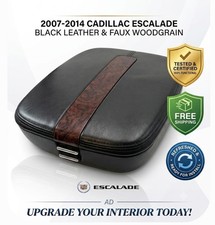 OEM 🔥2007-2014 Escalade Black Leather Faux Woodgrain Center Console Armrest Lid picture