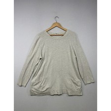 Minimalist Coastal J.Jill Womens XL Beige Heathered Knit Pocket Tunic Top picture