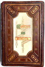 c1870 HUMOROUS POETRY Gorgeous Fine Binding Leather Hand Painted Cover Gilt picture