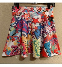 Rue21 Women's Skater Skirt Comic Graphic Print Multicolor Stretch Pull On picture