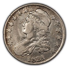 1831 50c Capped Bust Silver Half Dollar - Luster - Flashy XF - SKU-H2616 picture
