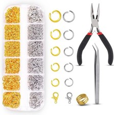 1200pcs Open Jump Rings and Lobster Clasps Jewelry Fixing Kit With Tools Gold/si picture