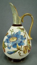 19th Century Royal Bonn Hand Painted Blue Floral & Gold Tapestry Faience Ewer picture