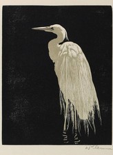 Walther Klemm Heron 1908 German Expressionist Woodcut Bird Art picture