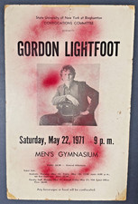 Rare - GORDON LIGHTFOOT Original Cardboard Concert Poster 1971 Binghamton NY picture