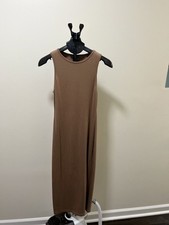 Womens Chocolate Brown Ribbed Knit Sleeveless Tank Romper Jumpsuit Scoop Neck M picture