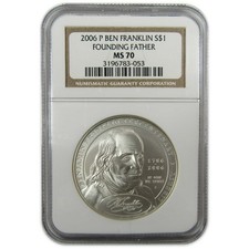 2006 P Franklin Founding Father Silver $1 MS 70 NGC SKU:CP1656 picture