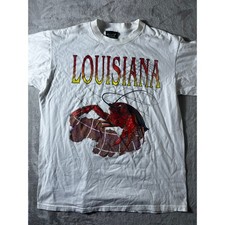 Vintage Louisiana Crawfish T-Shirt Mens Large White Single Stitch Tee Unlimited picture