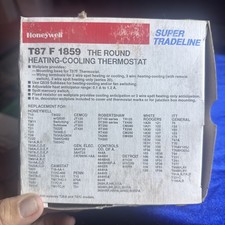 Honeywell T87F 1859 Round Heating & Cooling Thermostat w/Base & Wall Plate NOS picture
