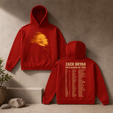 Zach Bryan1 Tour 2026 Merch Red Hoodie - All Size S-3XL, FAST SHIPPING picture
