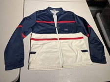 Fila Jacket Men’s 44 Blue Red White Track Coat Zipper Italy Nylon Poly Vintage picture