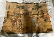 Vintage Oriental Woven Tapestry Wall Hanging Middle Eastern Desert Market Scene picture