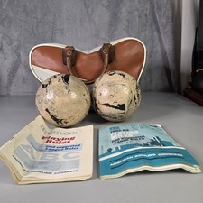 VTG Brunswick MCM Duck Pin Bowling Ball Set of 2  Black And White Marbled 1960S picture