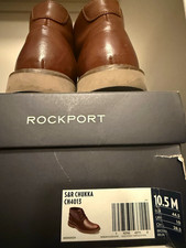 Rockport Men's Brown Leather Chukka Ankle Boots Lace Up Round Toe 10.5 M picture