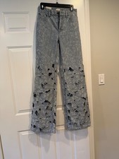 Alice + Olivia Chic High Waist Embroidered Eyelet Jeans Size 26 picture