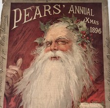 1896 Victorian Christmas Santa ORIGINAL Magazine Cover Pears Antique English picture